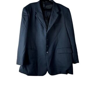 Gianni Vironi Men's Pinstripe Suit Jacket & Pants Navy Blue 48L 42W Formal Work